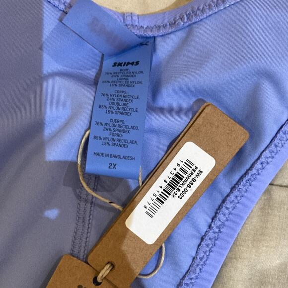 RARE SKIMS Size 2X Women’s Swim Cycle Suit One Piece Periwinkle Blue NWT - Picture 3 of 7